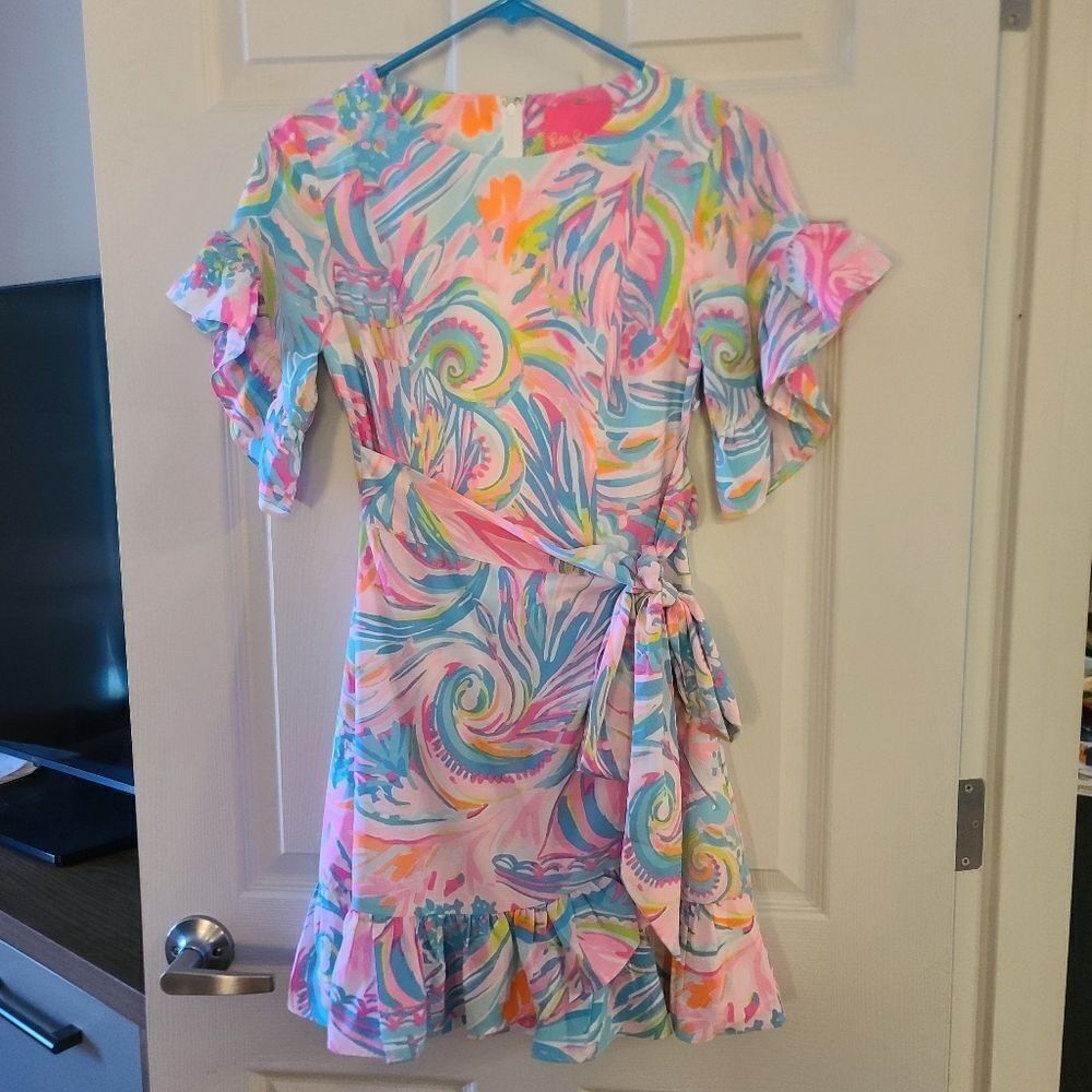 Lilly Pulitzer Lilly Pulitzer Darlah Wrap Dress Carnivale Coral Size 00 NEW - Picture 3 of 7